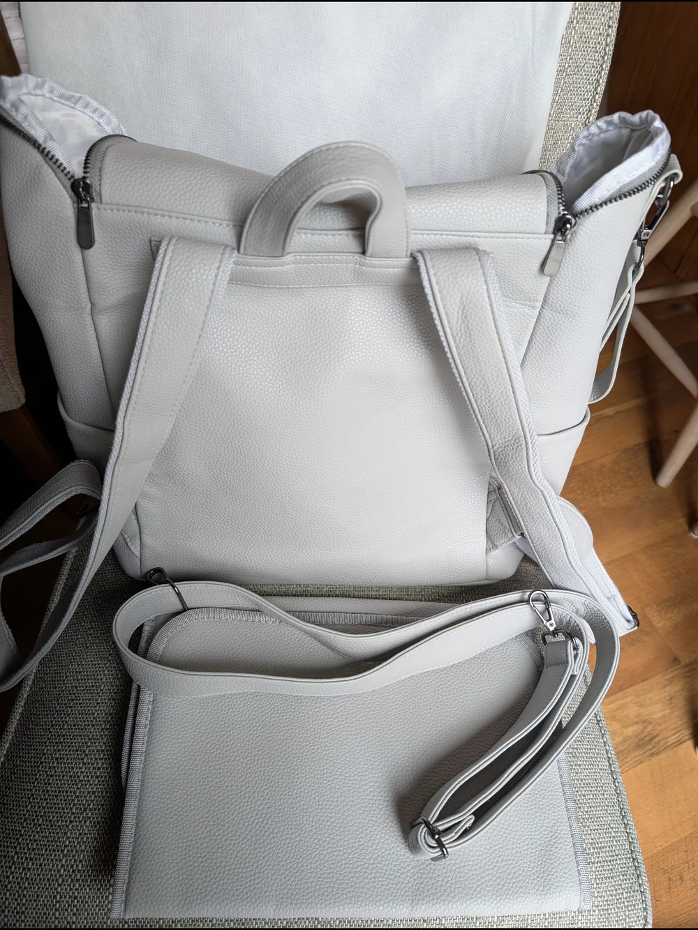 Bellaboo Quilted Faux Leather Backpack - Light Gray